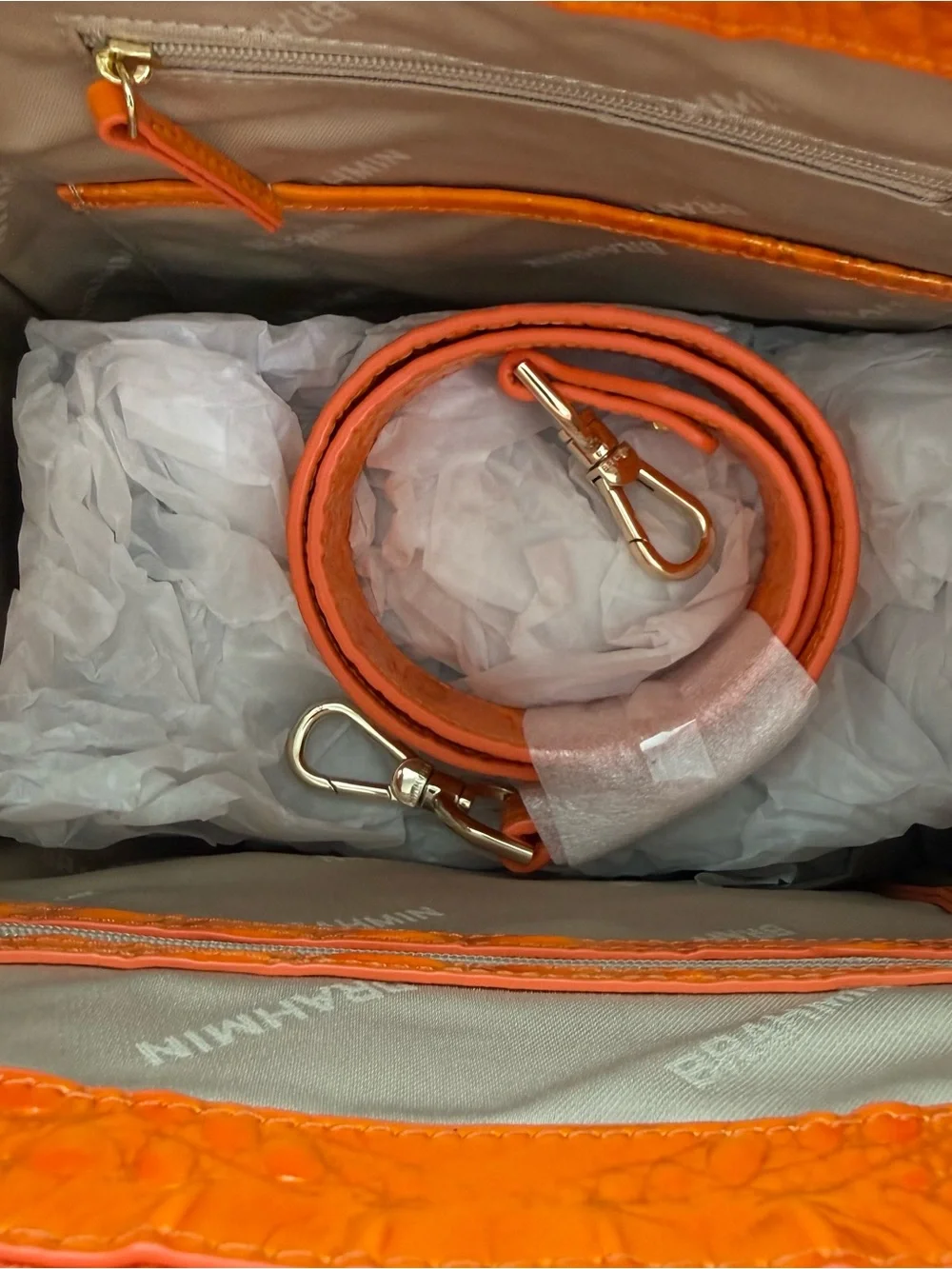 Brahmin Caroline Mango Orange Melbourne Leather Handbag Satchel